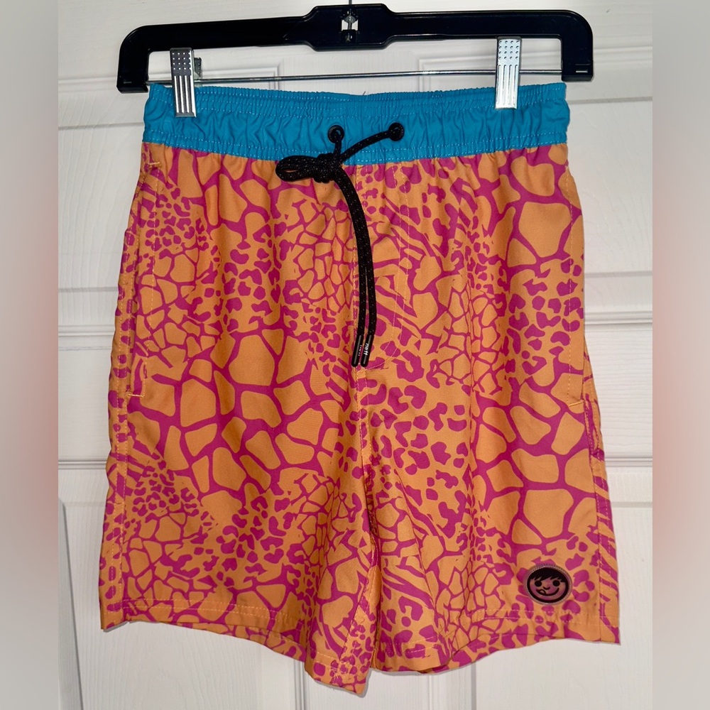 Neff Blue and Orange Patterned Swim Shorts